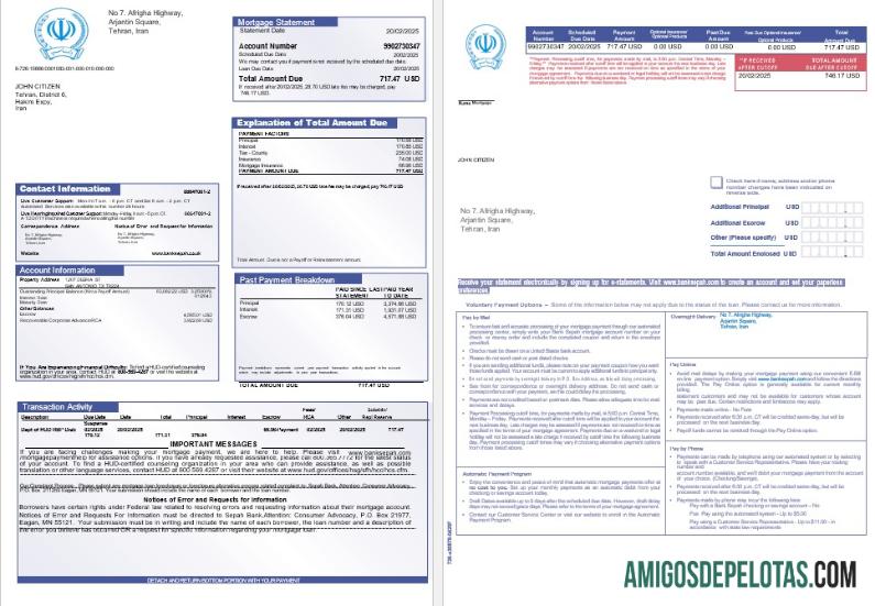 Declaração de hipoteca do Banco do Irã Sepah em Word e PDF Fromats 1 2 modelo